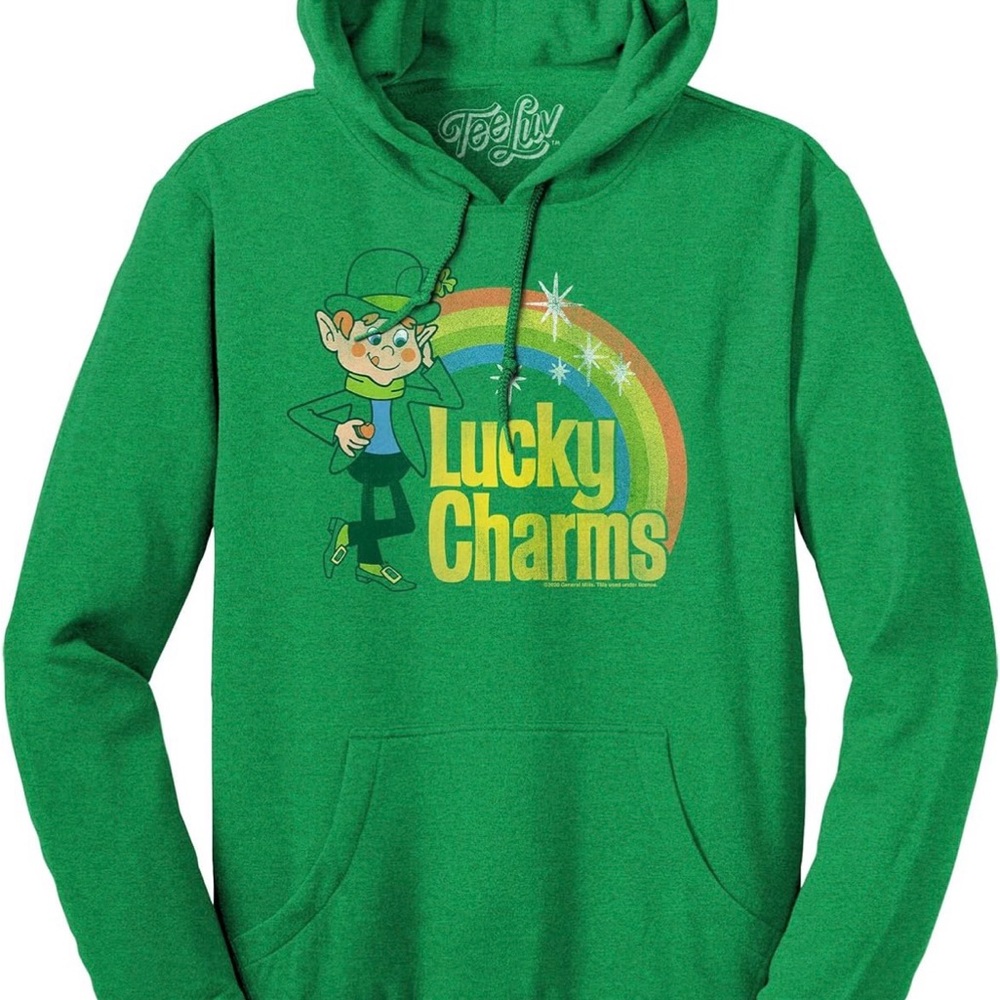 Lucky Charms green st. patrick’s day irish Graphic Hoodie unisex large NWOT ☘️ - Picture 5 of 5